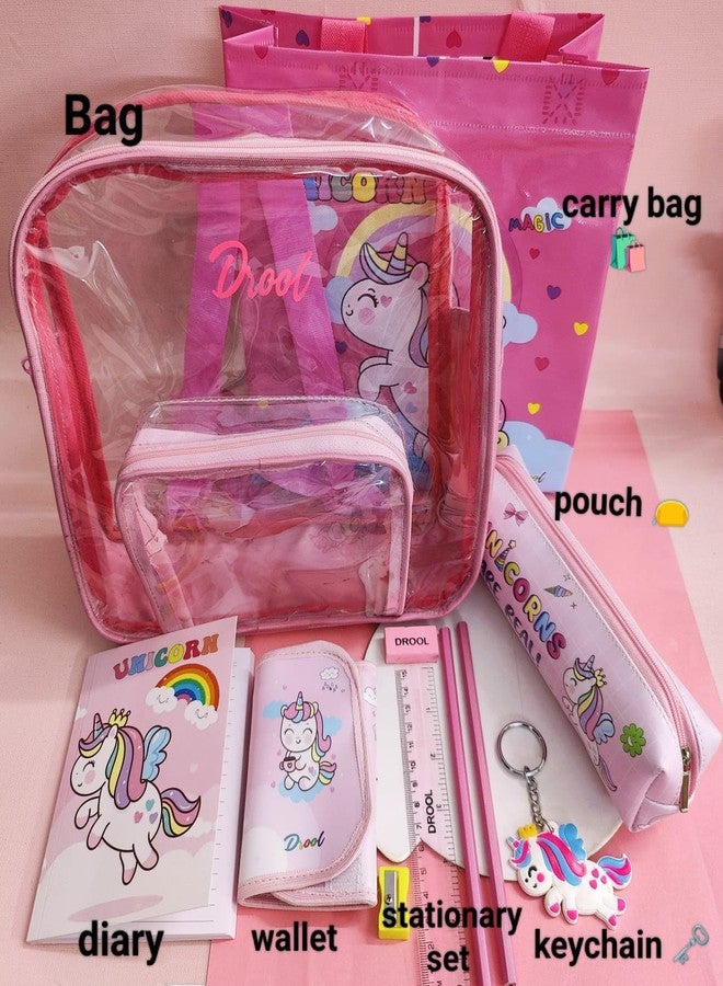 AMANVANI 7 in 1 Stationary items Unicorn Stationery Set for Girls Pink Stationery Set for Girls Unicorn Stationary Kit for Kids Birthday Return Gift for Kids Gift - Image 4